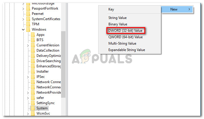Creating a new Dword value