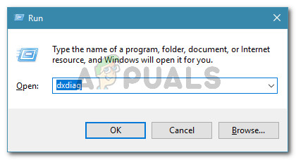Run dialog: dxdiag