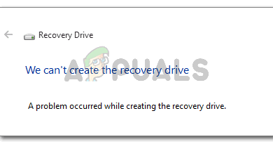 We can't create the recovery drive A problem occurred while creating the recovery drive