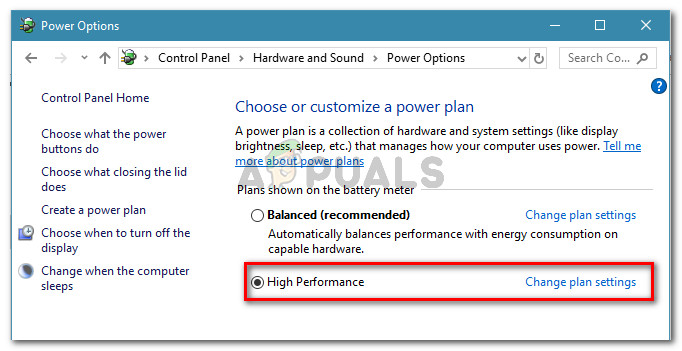 Set a High Performance power plan