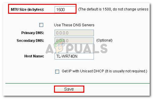 Modifying the MTU Size