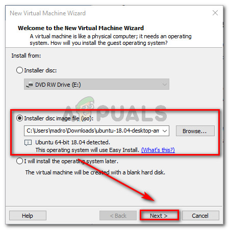 Load up the ISO image and hit the Next button