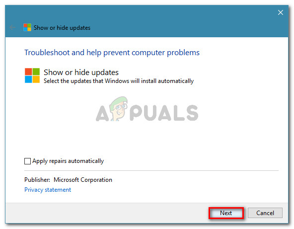 Uncheck the Apply repairs automatically box and click Next