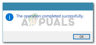 Operation is completed successfully