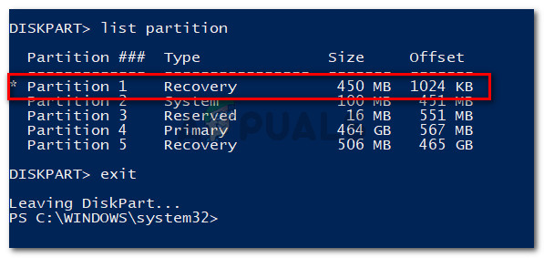 Identifying the Partition number of the Recovery environment