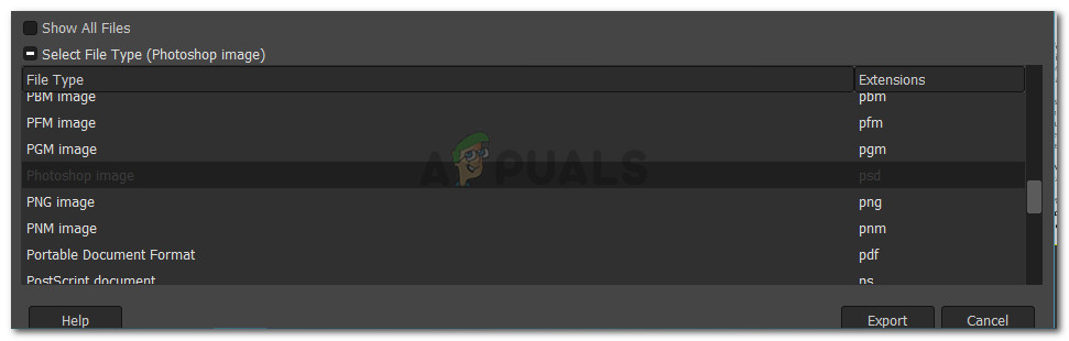 Re-saving the file with GIMP