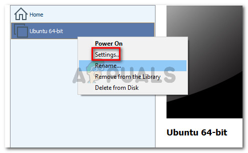 Right-click on your virtual machine and click on Settings