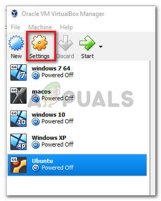 Accessing the Settings menu of the failing machine