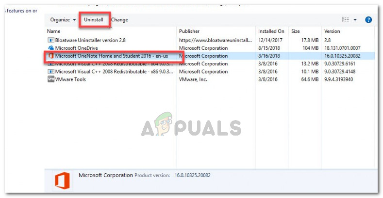 Uninstalling standalone version of Microsoft OneNote