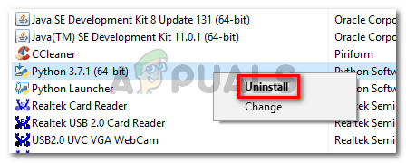 Uninstalling Python from the system