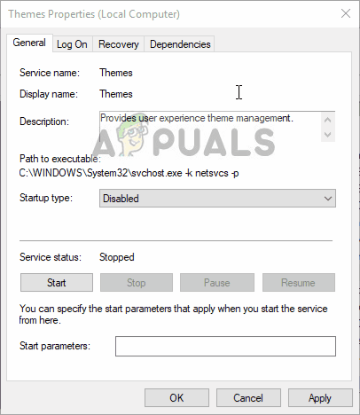 Starting the Themes service