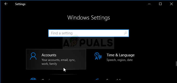 Accounts in Settings
