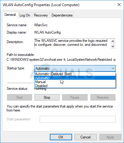 Settings startup type to Automatic