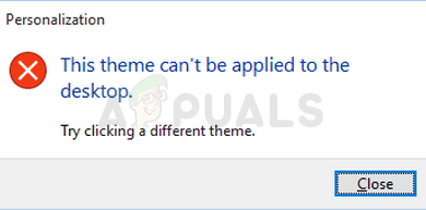 This Theme cannot be Applied to the Desktop