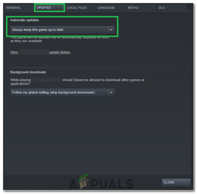 Selecting the Keep up to dated option