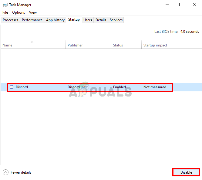 Turn off Discord Auto-start Task Manager