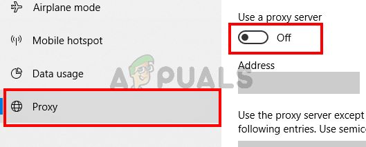 Turn off Proxy Server