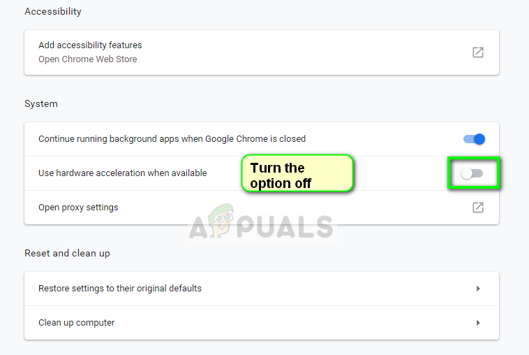 Turning off Hardware Acceleration