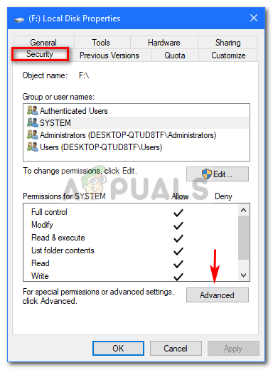 Local Disk Properties (Security)