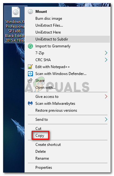 Copying the ISO file
