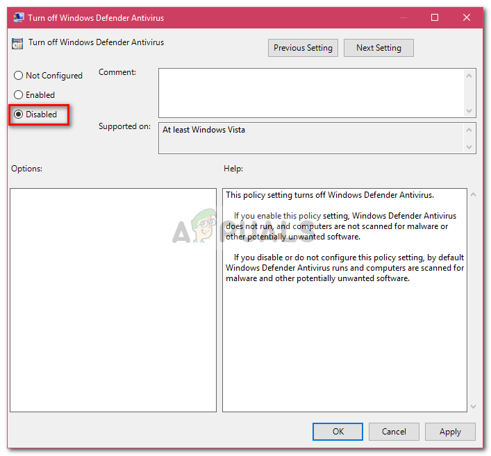 Windows defender policies
