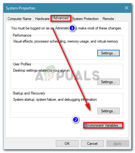 Go to the Advanced tab in System Properties and click on Environment Variables