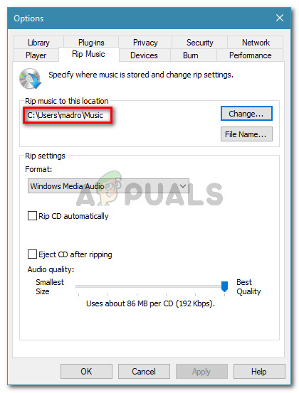 See if you have a location listed under Rip music to this location
