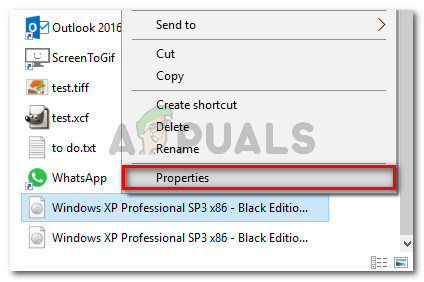 Right-click and choose Properties or select and press ALt + Enter