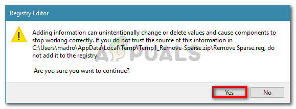 Operating the changes to the Registry