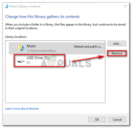 Removing any unavailable location from Music Library Locations