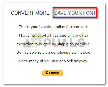 Saving the converted font