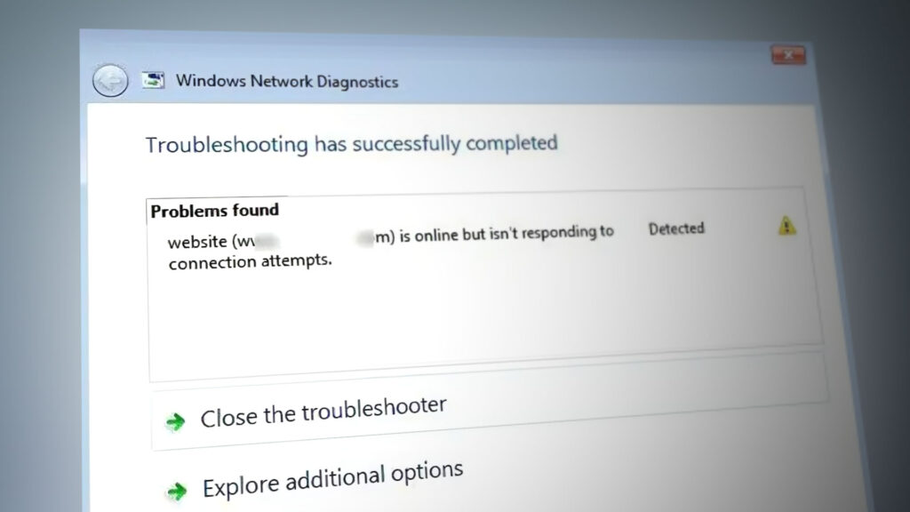 website is online but isn’t responding to connection