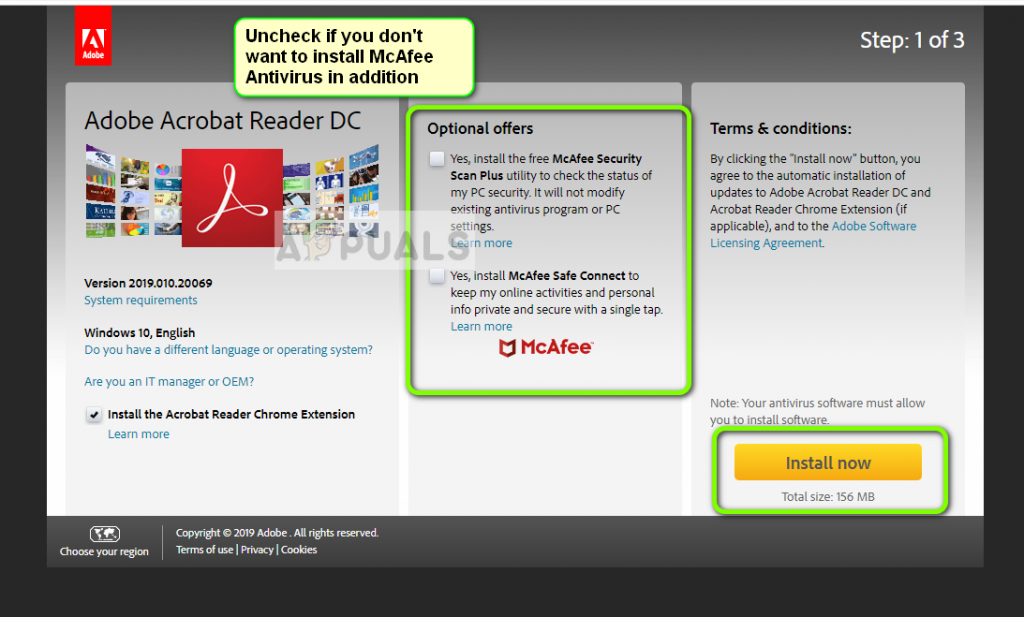 cannot download adobe acrobat reader