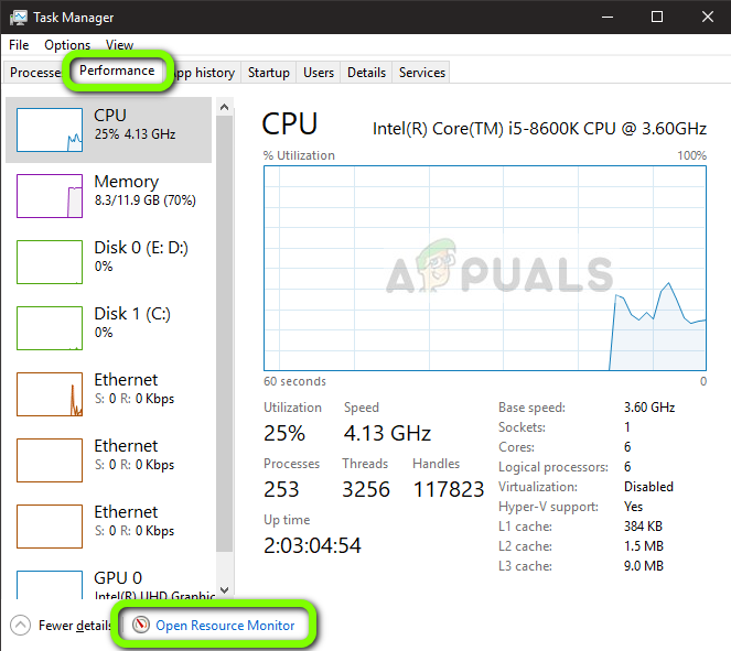 Opening Resource Monitor