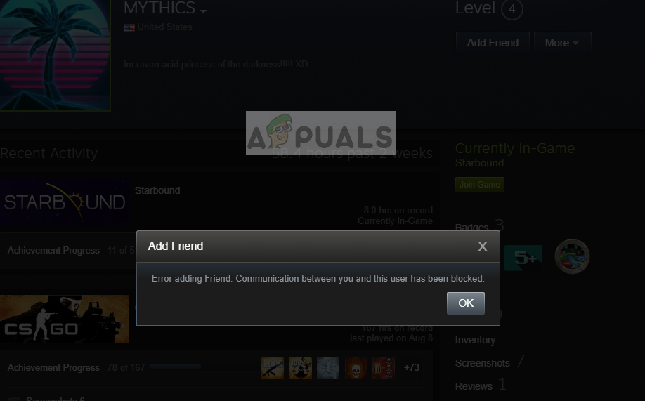 Blocked you steam if tell on someone to When you