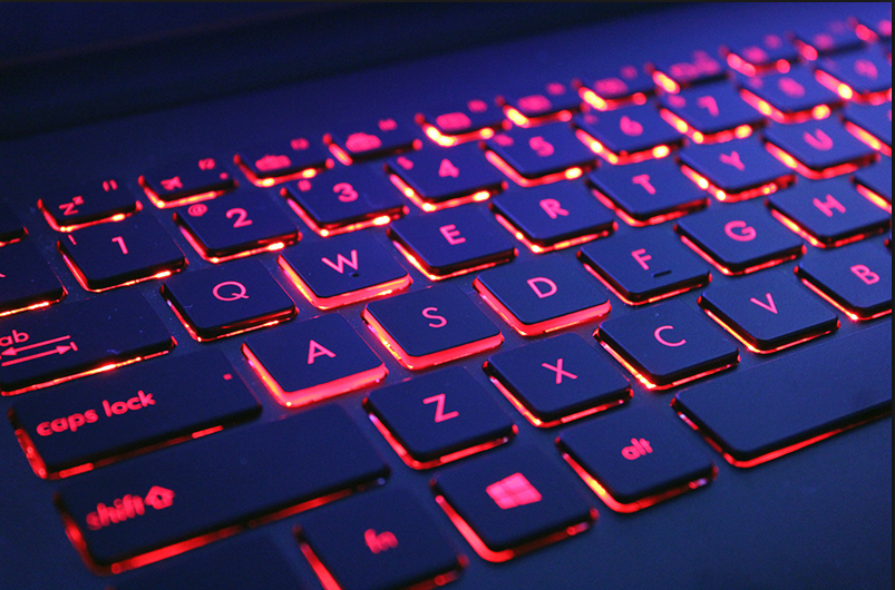 laptop with illuminated keyboard