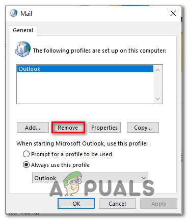 how to completely remove outlook 2016 profile