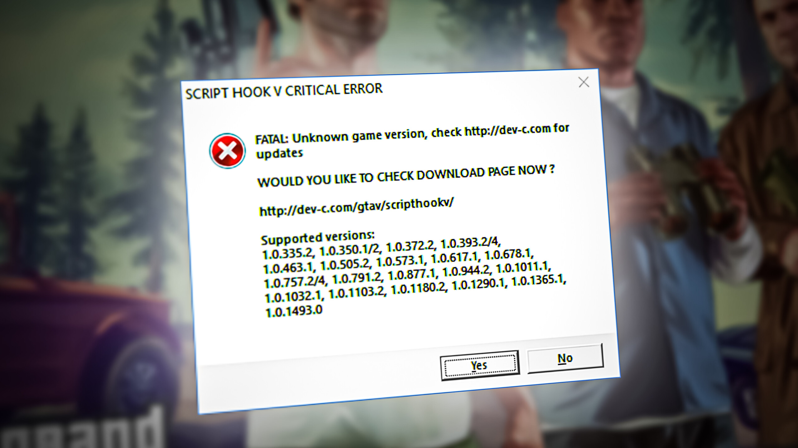 gta 5 script hook v critical error