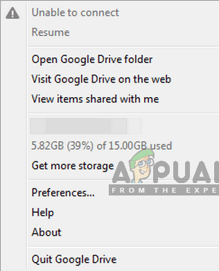 google drive unable to connect windows 7