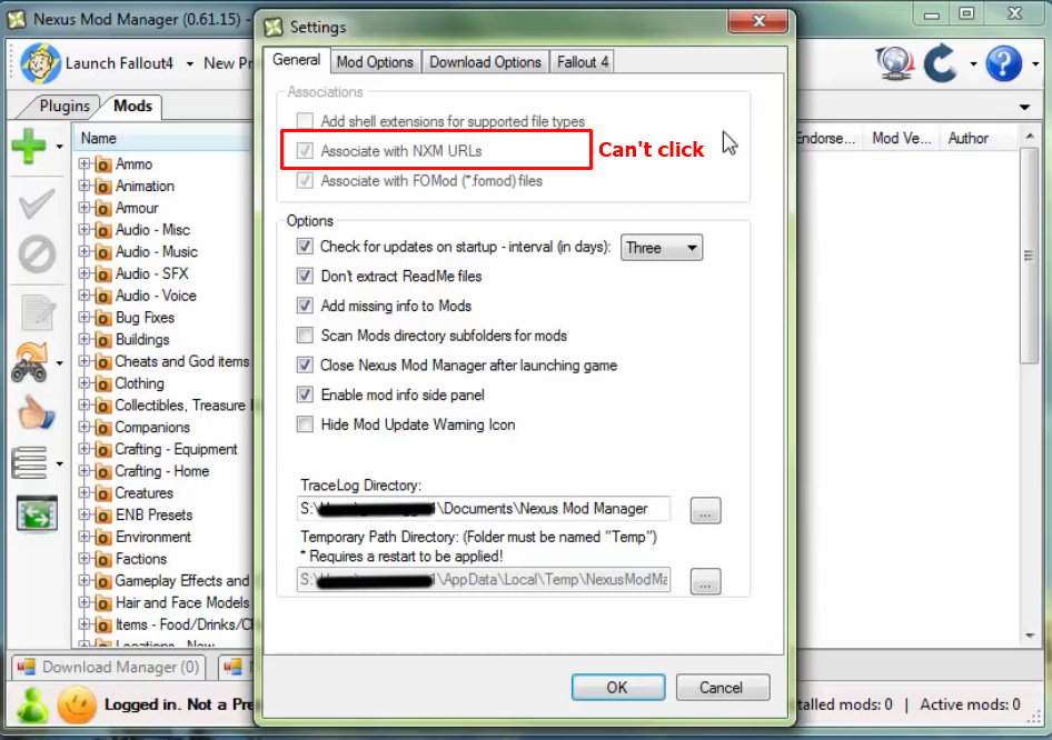 fallout mod manager crashes when adding fomod
