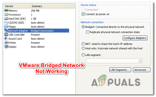 bridged network no internet mac os vmware