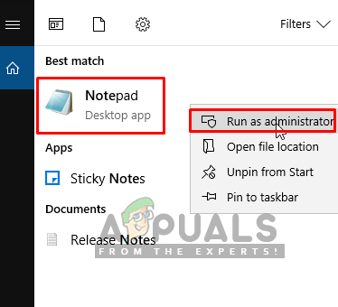 Opening Notepad as administrator