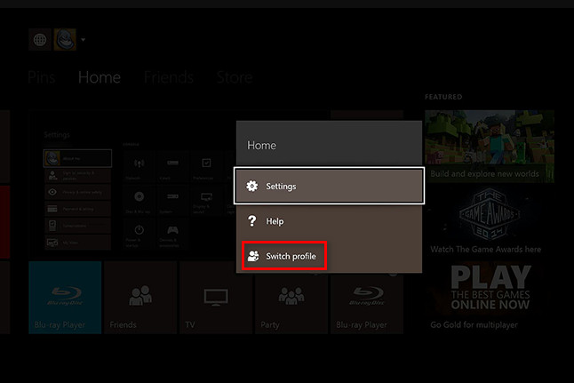 Switching profile on Xbox One