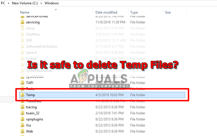 unable to delete temporary files