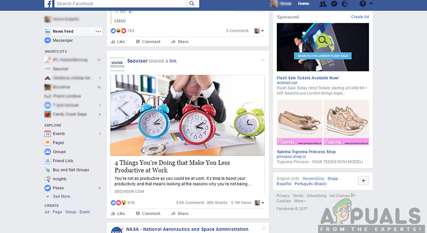 How To Fix Facebook News Feed Not Working Appuals Com