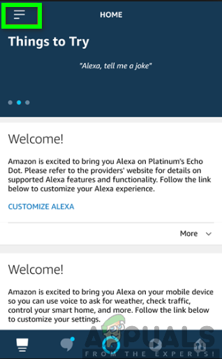Clicking on the menu option