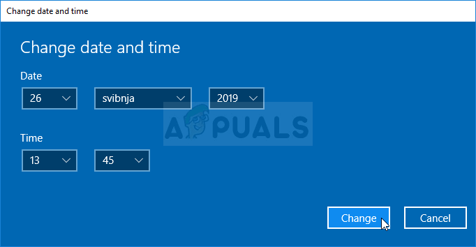 Changing Date and Time on Windows