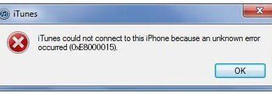 iTunes Error 0xe8000015
