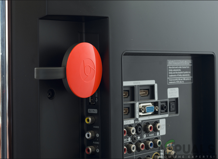 Plugging in Google Chromecast into the TV