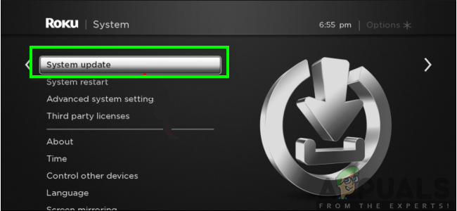 Tapping on System Update